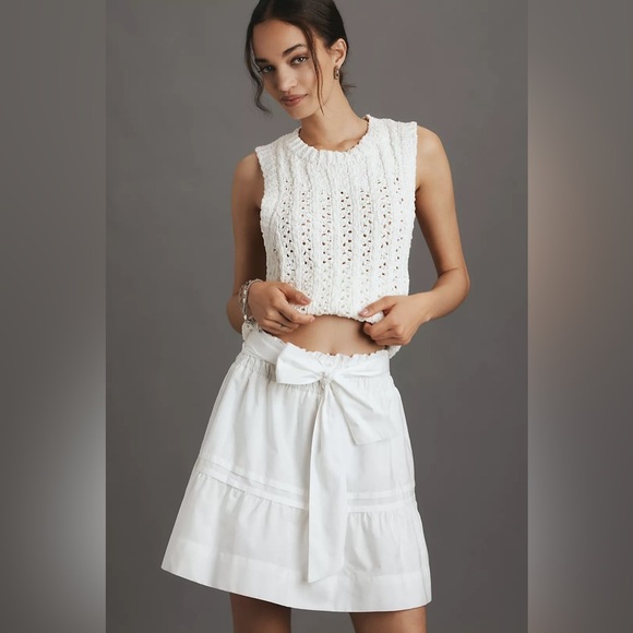 NWT! Anthropologie White Maeve Somerset Mini Skirt - Size XL 🎶 - Picture 1 of 8